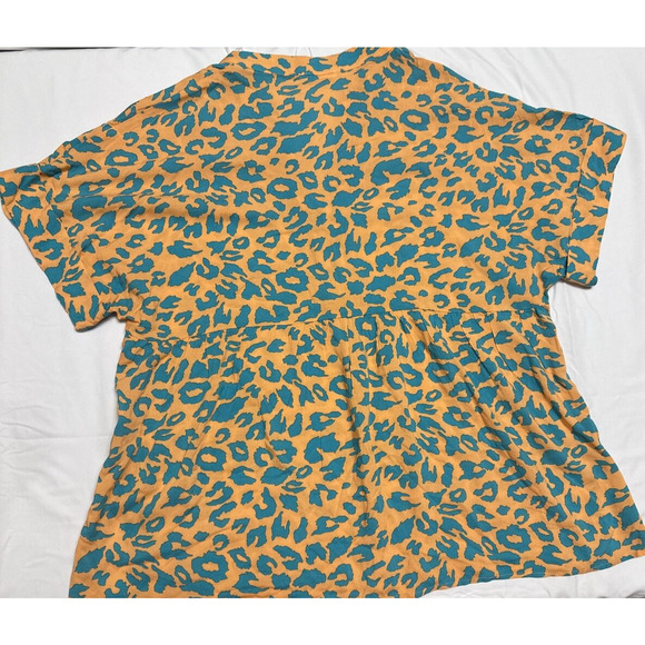 NWT Emily Wonder Short Sleeve Top Coral and Green Light Weight Summer Bright Fun - Picture 6 of 10